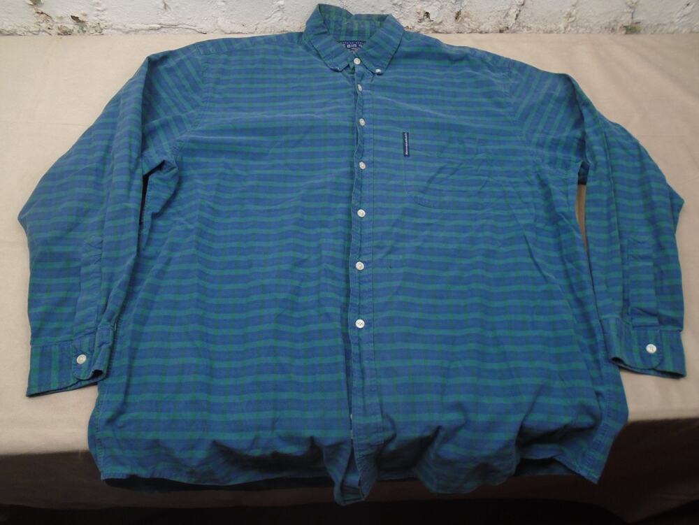 Abercrombie Fitch The Big Shirt Size Men's XL Green Blue Plaid Button Down Vtg